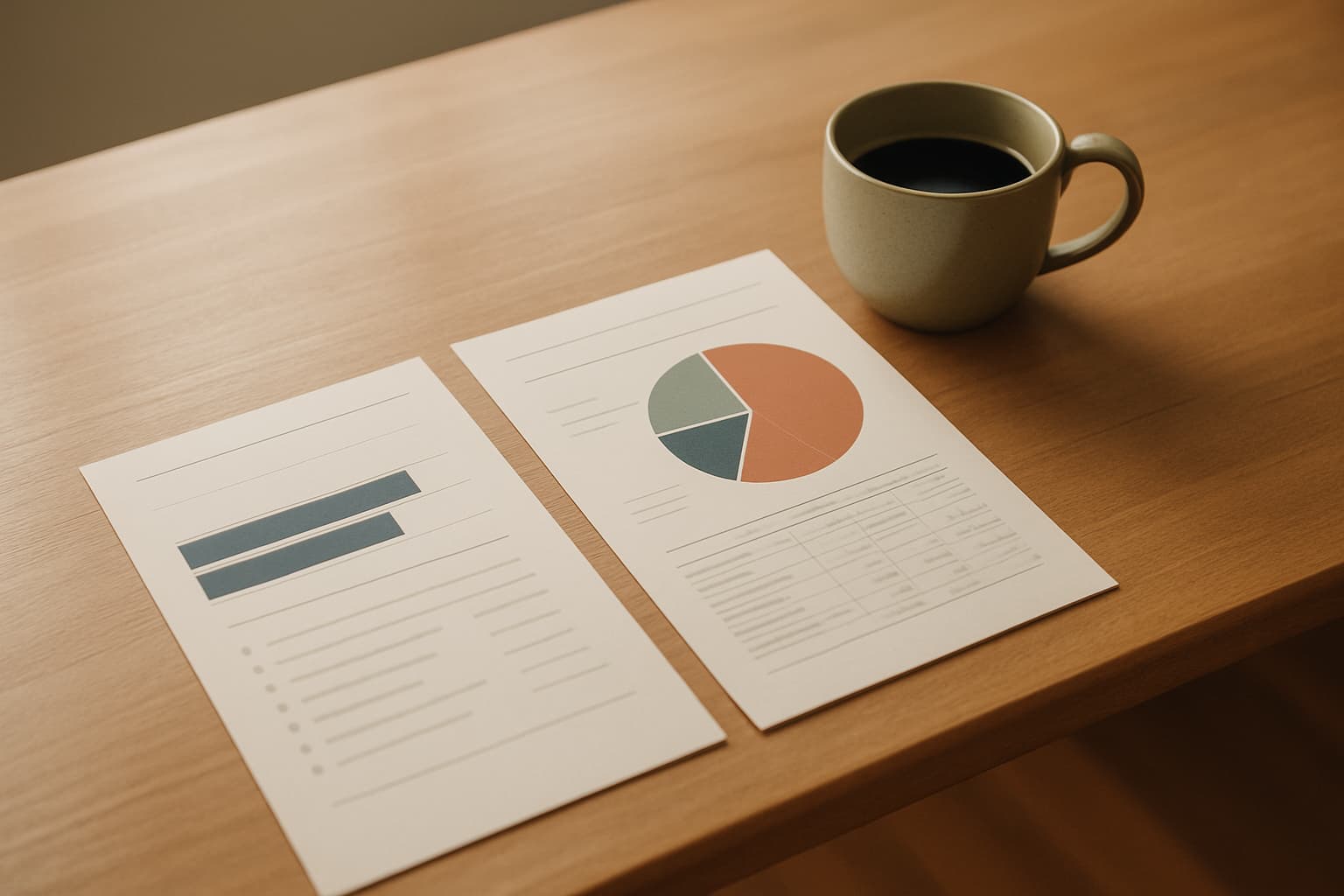 A calculator, pen, and financial documents arranged on a desk.