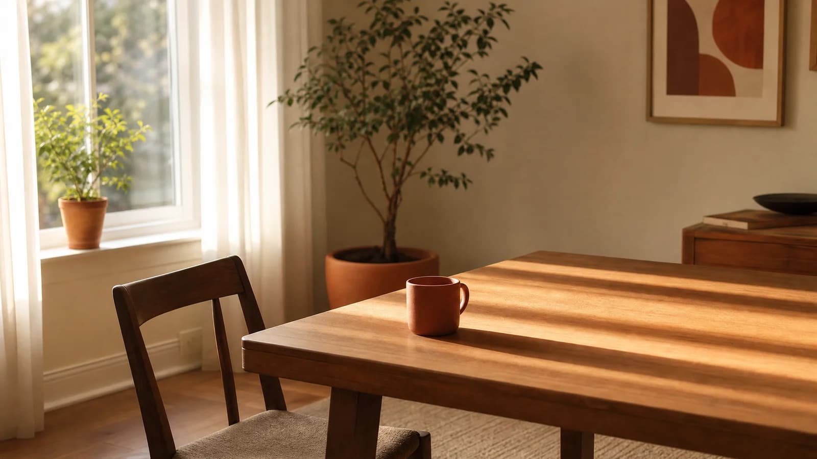 A calm, light-filled interior with two armchairs.
