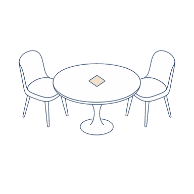 Two chairs facing a round table