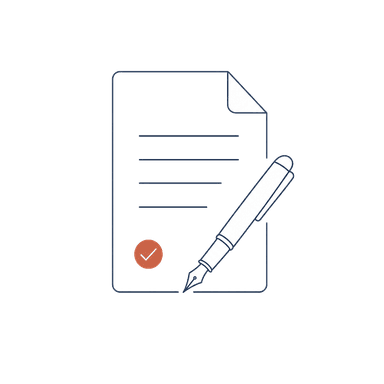 A signed document and pen
