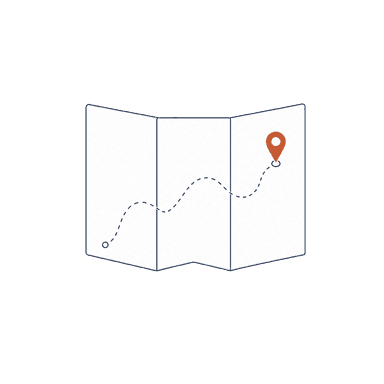A map with a marked path